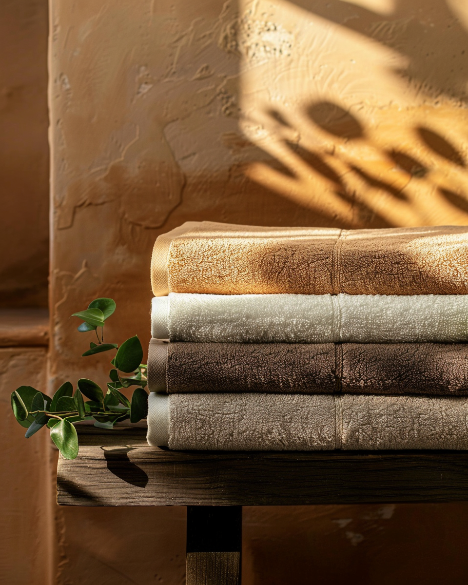 Stacked bath towels